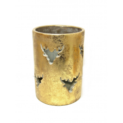 Lampion ceramiczny ażurowy złoty Jeleń 24cm